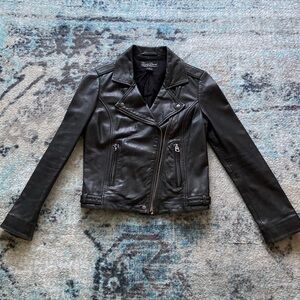 Lucky Brand classic black leather moto jacket
